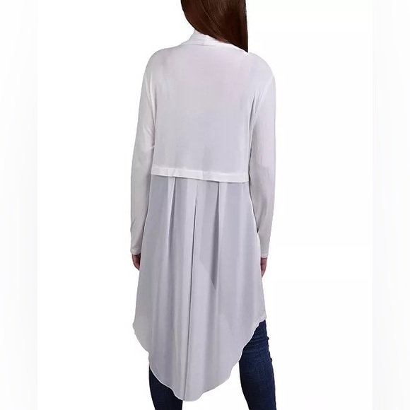 NWT NY Collection Long Sleeve Knit Cardigan with Chiffon Back - Picture 3 of 11